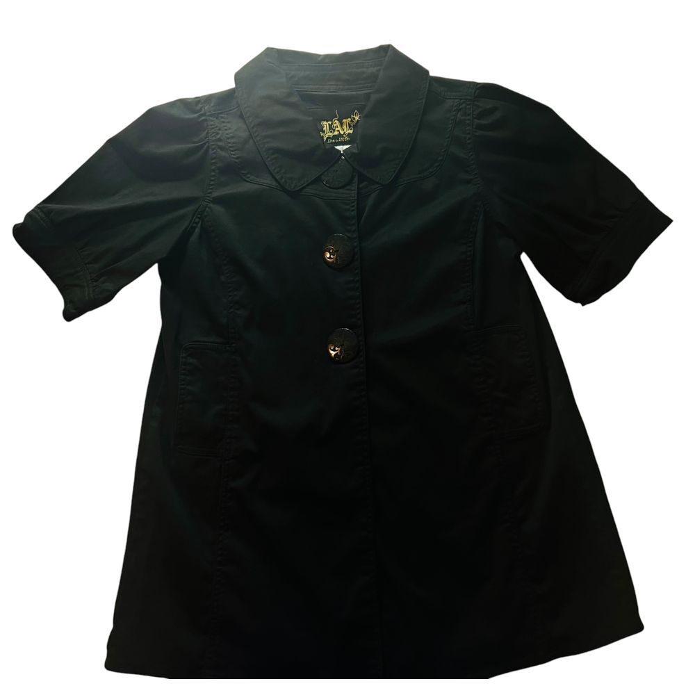 Live A Little Black On Black Jacket Large Decorative Buttons‎ Goth Size M